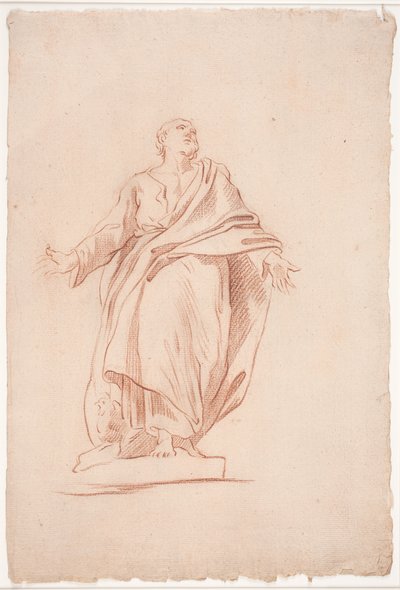 Stående mand med udbredte arme, på en sokkel. (Studie efter skulptur). (En helgen) af Hendrik Krock