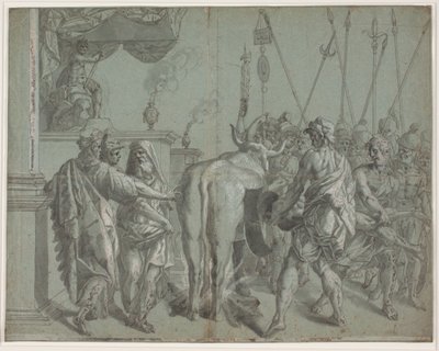 Tyrannen Phalarus fra Agrigent indeslutter billedhuggeren Parillus i den af ham udførte, glødende broncetyr af Hendrik Krock