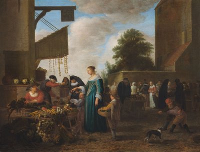 Grøntsagsmarked, ca. 1660 (olie på egetræ) af Hendrik Martensz Sorgh