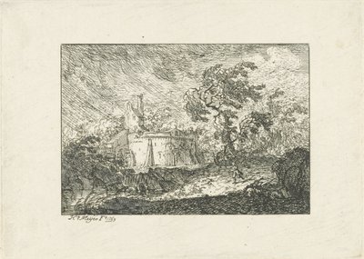 Landskab under regn og storm af Hendrik Meijer