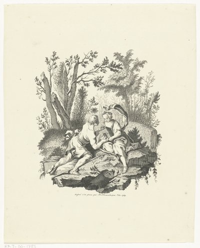 Hyrde og hyrde med fugl og fuglehus af Hendrik Nieuwenhuysen