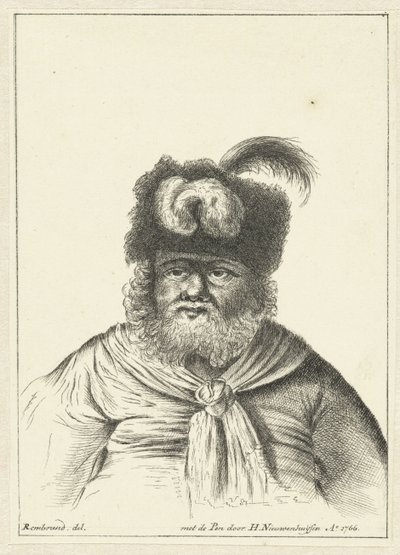Siddende mand med pelshue af Hendrik Nieuwenhuysen