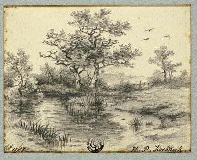 Træer ved Dam af Hendrik Pieter Koekkoek