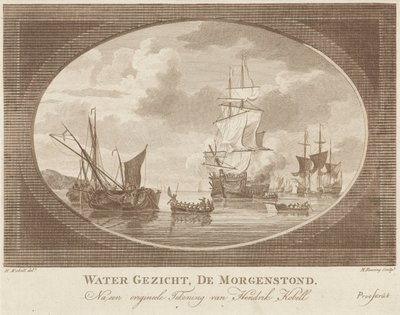 Skibe på roligt vand Water Face, De Morgenstond (titel på objekt) af Hendrik Roosing