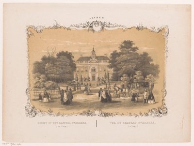 Udsigt over Overbeek Slot Udsigt over Overbeek Castle (i Velp) (titel på objektet) Arnhem (serietitel om objekt) af Hendrik Wilhelmus Last