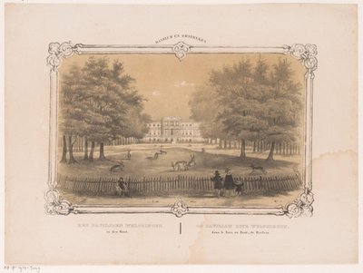 Udsigt over Welgelegen-pavillonen Welgelegen-pavillonen i huletræ (titel på objekt) Haarlem og omegn (serietitel på objekt) af Hendrik Wilhelmus Last