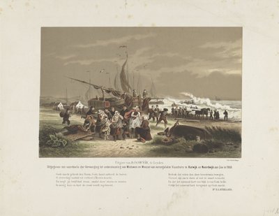 Strandscene med sørgende fiskerkoner, 1868 af Hendrik Wilhelmus Last
