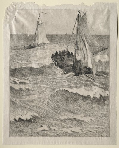 Marine scene af Hendrik Willem Mesdag