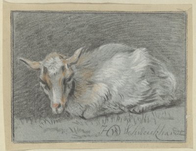 liggende ged af Hendrik Willem Schweickhardt (signed by artist)