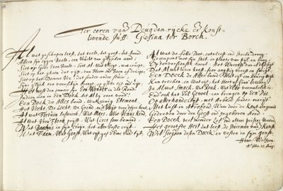Salme til ære for Gesina ter Borch Til ære for den Deugden-rijcke og den Konstlivende Juff: Gesina ter Borch (titel på objekt) af Hendrik Wolfsen (signed by artist)