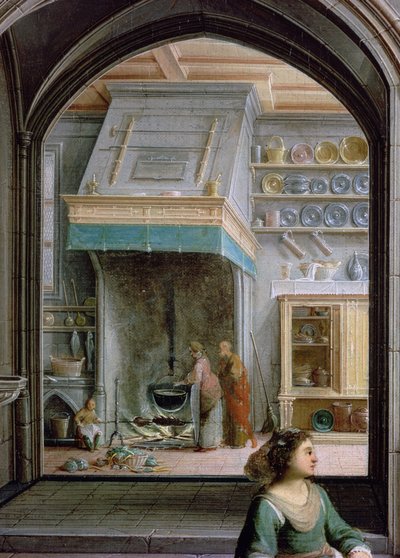 Kristus i Marthas og Marias hus, detalje i køkkenet, 1620 olie på lærred af Hendrik the Younger Steenwyck