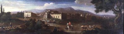 Et kloster i den romerske Campagna af Hendrik van (studio of) Lint