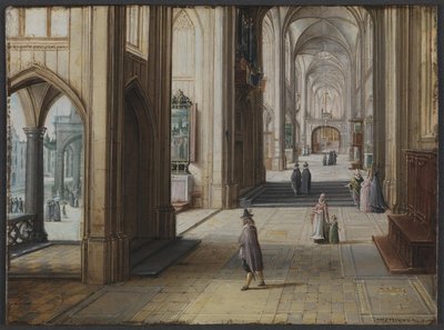 Interiør af en gotisk kirke, der ser mod øst af Hendrik van II Steenwijck