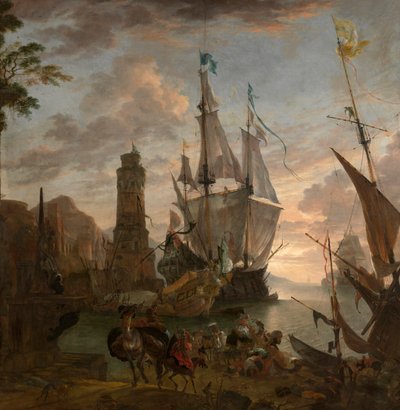 Oriental Seaport (olie på lærred) af Hendrik van Minderhout