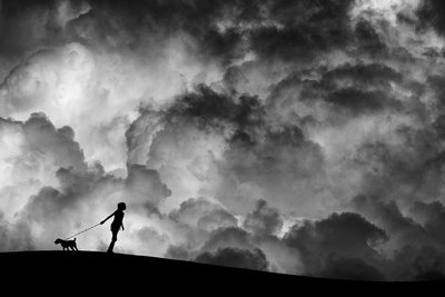 Hundevandring under stormfuld himmel af Hengki Lee