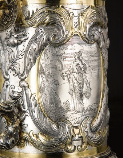 Detalje af en tankard, Danzig, ca. 1670 (pakke forgyldt sølv) (se også 469708 og 469710) af Hennick (attr. to) Probst