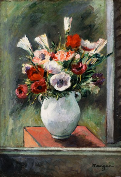 Anemoner i en hvid vase af Henri Charles Manguin