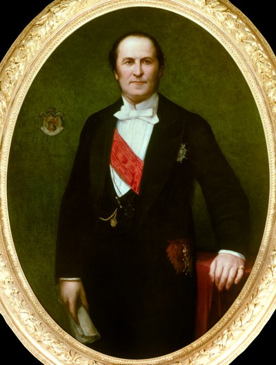 Portræt af baron Eugene-Georges Haussmann, præfet i Paris (1809-1891)” Han var årsagen til de store renoveringsarbejder af byen Paris under det andet imperium. detalje af maleriet af Henri Lehmann (Karl Ernest (Ernst) Rudolf Heinrich Salem dit af Henri Lehmann