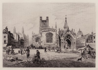 Cambridge: Market Hill (ætsning) af Henri (after) Toussaint