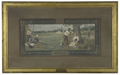 Skitse til vielsessalen på rådhuset i det 14. distrikt: Barsel, i 1889 (olie på lærred) af Henri Adrien Tanoux