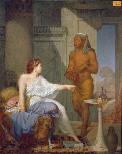Cleopatra og hendes slave (olie på lærred) af Henri Blaise Francois Dejussieu