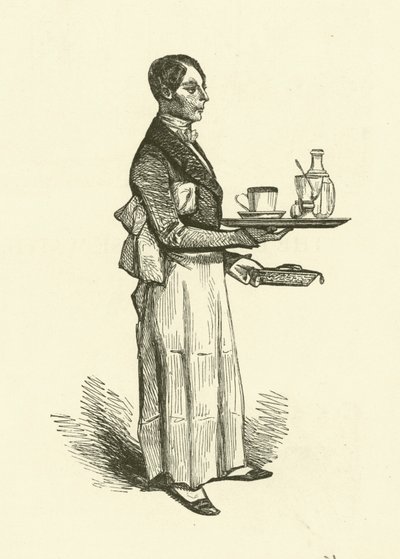 Kaffehusets tjener (gravering) af Henri Bonaventure (after) Monnier