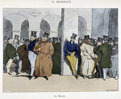 Forretningsmænd fra børsen i Paris - tegning af Henri Monnier, begyndelsen af det 19. århundrede af Henri Bonaventure Monnier