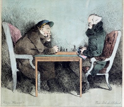Skakspillere gravering af Henry Monnier (1805-1877) af Henri Bonaventure Monnier