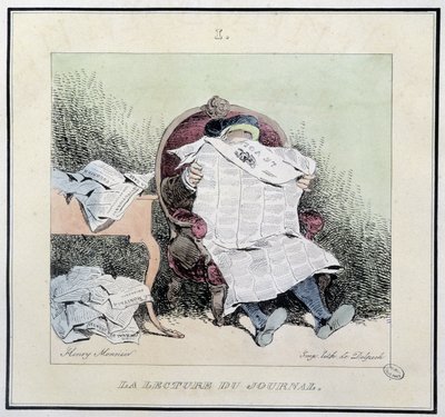 Læser avisen - i "" parisiske sketches" af Henri Monnier, red. Delpech, Paris af Henri Bonaventure Monnier