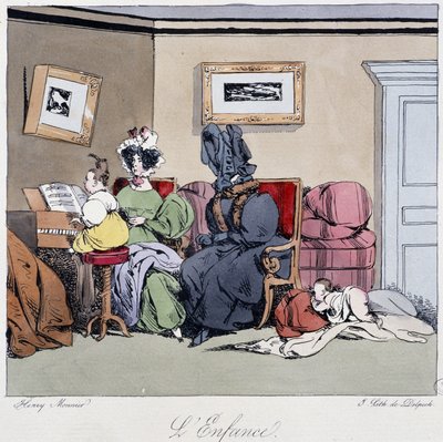 Barndom (klaverundervisning) - i “” Tidligere og i dag” af Henri Monnier, red. Delpech, Paris af Henri Bonaventure Monnier