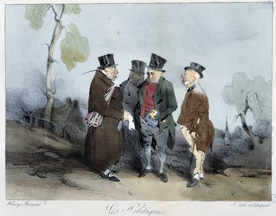 Politik - i "" Sketches of Paris" af Henri Monnier, red. Delpech, Paris af Henri Bonaventure Monnier