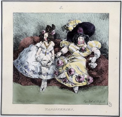 Grimme kvinder laver "" gobelin"" siddende i en stue - i "" Parisiennes" af Henri Monnier, red. Delpech, Paris af Henri Bonaventure Monnier