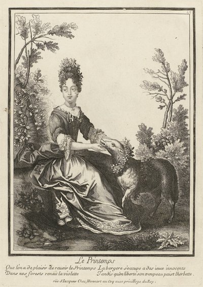Forår Le Printemps (titel på objekt) Personificeringer af de fire sæsoner (serietitel) af Henri Bonnart (possibly)