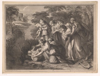Moses bliver fundet af Faraos datter af Henri Bonnart