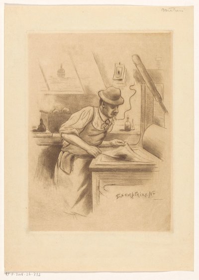 Printer i sit studie af Henri Boutet (possibly)