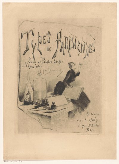 En grafikers materialer og instrumenter Types de Parisiennes (serietitel på objekt) af Henri Boutet