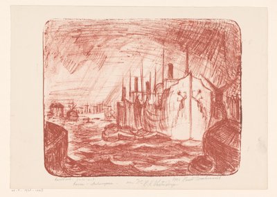 Antwerpen Havn (original titel på objektet) af Henri Braakensiek (signed by artist)