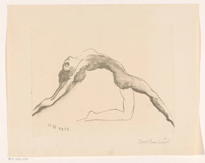 Nøgen kvinde hopper baglæns af Henri Braakensiek (signed by artist)