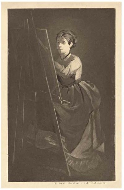 Ved staffeliet – Portræt af kunstneren Jeanne Gonzalès af Henri Charles Guérard