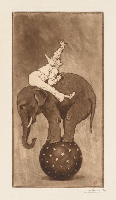 Elephant and Clown LElephant et le Clown, ca. 1889. af Henri Charles Guérard