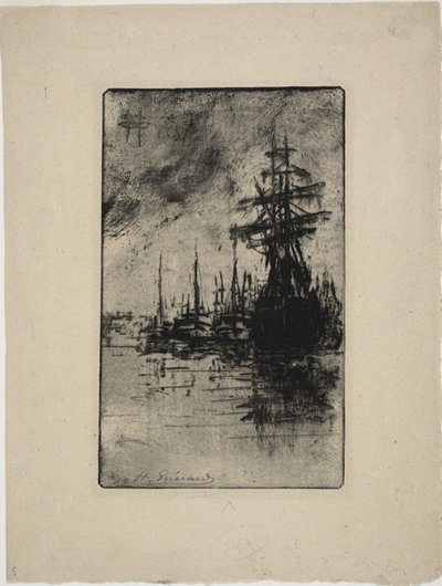 Sejlbåde på vandet af Henri Charles Guérard