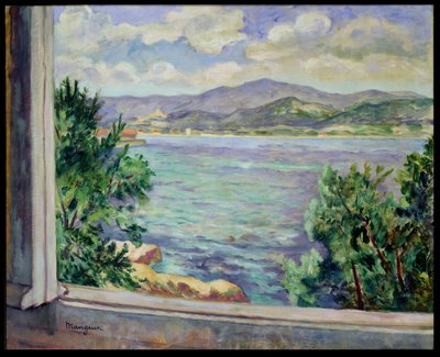 St. Tropez-bugten fra Oustalet af Henri Charles Manguin