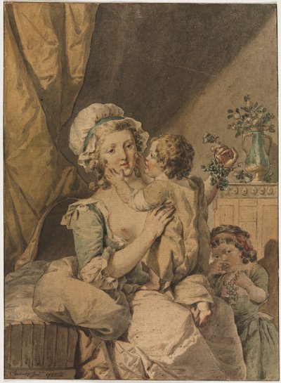 Mor med to børn, 1788. af Henri Chevaux