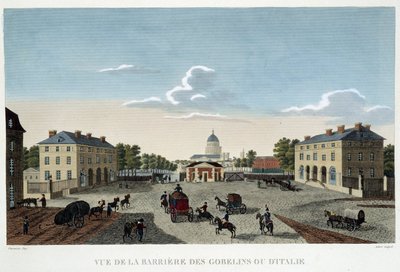 Gobelinerne eller den italienske barriere, omkring 1820 - i ""Views of Paris"" af Courvoisier af Henri Courvoisier-Voisin