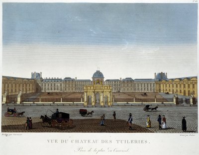 Udsigt over Chateau des Tuileries - i "" Views of Paris"" af Courvoisier af Henri Courvoisier-Voisin