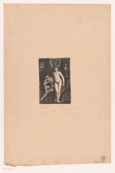 Stående nøgen kvinde og siddende nøgen mand af Henri De Groux (signed by artist)