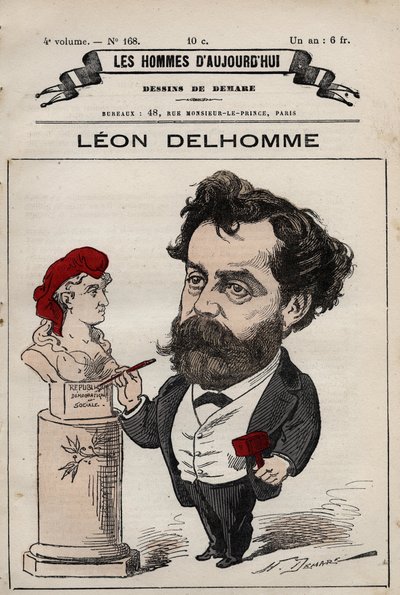 Tegneserie af Leon Alexandre Delhomme (1841-1895) fransk billedhugger fra 