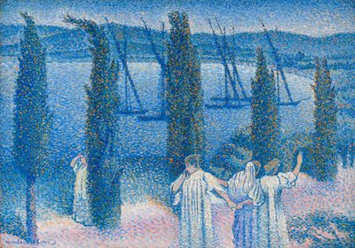 Nocturne med cypresser Nocturne aux cyprès, 1896. af Henri Edmond Cross