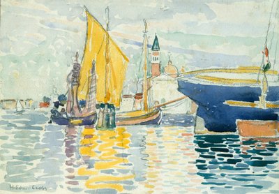 Venedig-The Giudecca, 1903 (wc, grafit og trækul på kraftigt, hvidt vævet papir) af Henri Edmond Cross