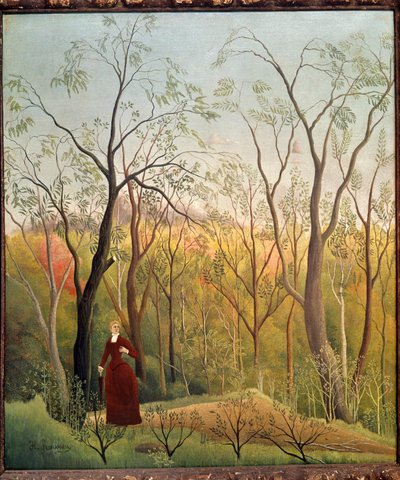 En tur i skoven (maleri på lærred) af Henri Emilien Rousseau